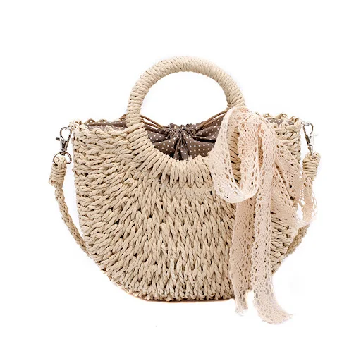 Title 12, Bolsa feminina artesanal em forma de lua, com l...