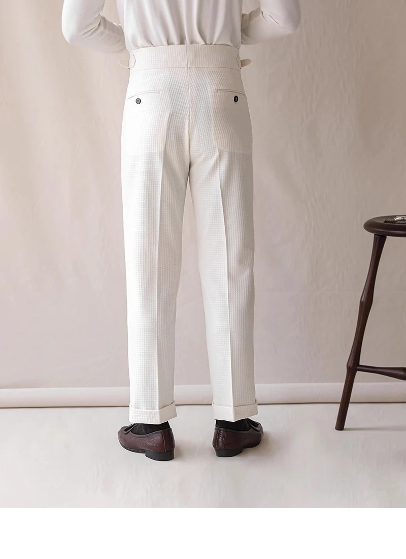 Title 4, Waffle Straight broek met hoge taille, Napels. ...