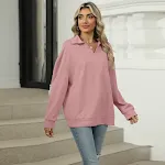 Neues Revers-V-Ausschnitt-Sweatshirt, modisch, lässig, locker, einfarbig, langärmeliges Pullover-Top für Damenbekleidung — foto 6