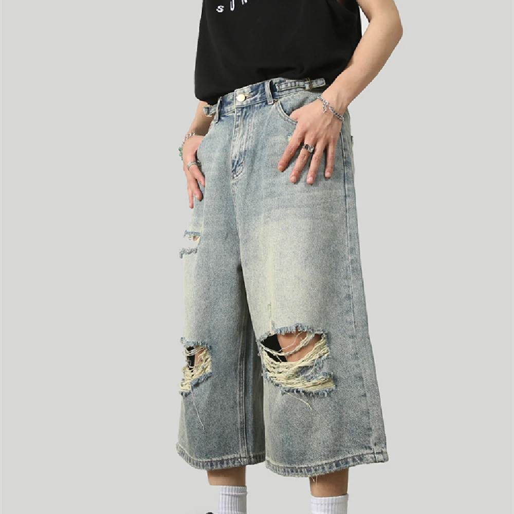 Men's Fashionable Distressed Washed Jeans offer a relaxed, stylish look. Comfortable for everyday wear, these jeans are — photo 4