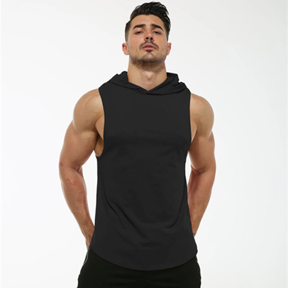 Regata moletom sem mangas com capuz elástico para treino masculino, ideal para academia, respirável e confortável, liberdade de movimento. — foto 11