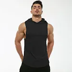 Regata moletom sem mangas com capuz elástico para treino masculino, ideal para academia, respirável e confortável, liberdade de movimento. — foto 11