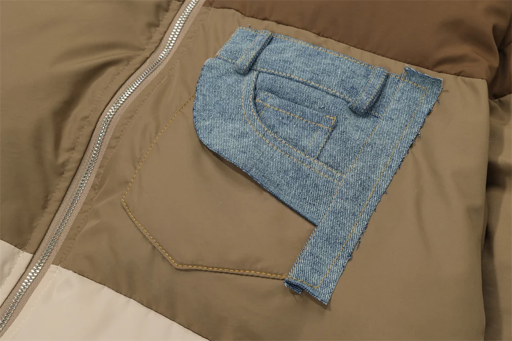 Title 9, Mens Color Contrast Patchwork Bread Coat. Styl...