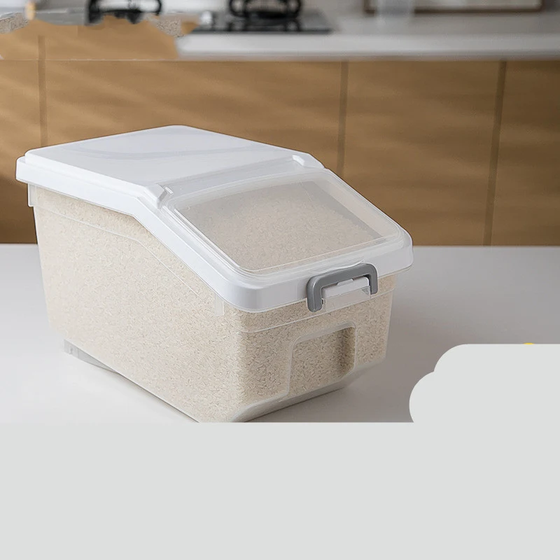 Secchio per riso da cucina sigillato per uso domestico da 20 kg. Mantieni il tuo riso fresco e asciutto. Perfetto per la conservazione in cucina. — foto 7