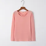 Wish Best-selling New Type Long Sleeve T-shirt Women Solid Color Cross Collar Solid Color Fall Women's Clothing — photo 5