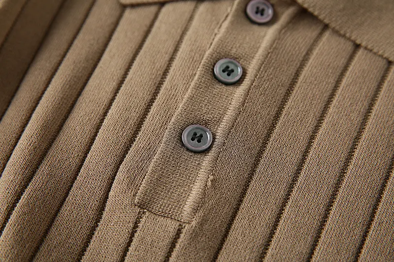 Knitted solid color polo collar base short sleeve shirt, offering comfort and style for any occasion. A versatile wardro — photo 19
