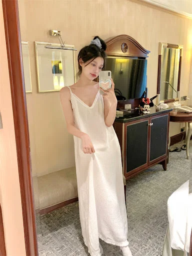 Title 30, V-neck Comfortable Suspender Skirt Pure Cotton ...
