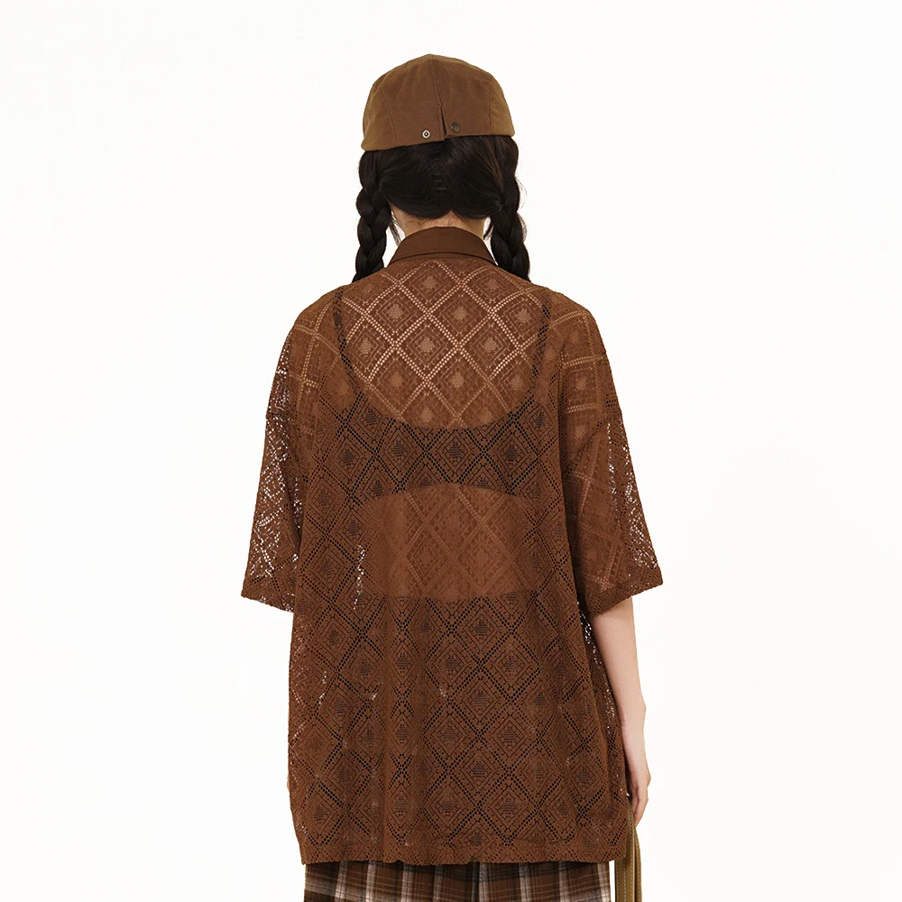 Title 8, Hollow-out Crocheted Lace Short-sleeved Shirt