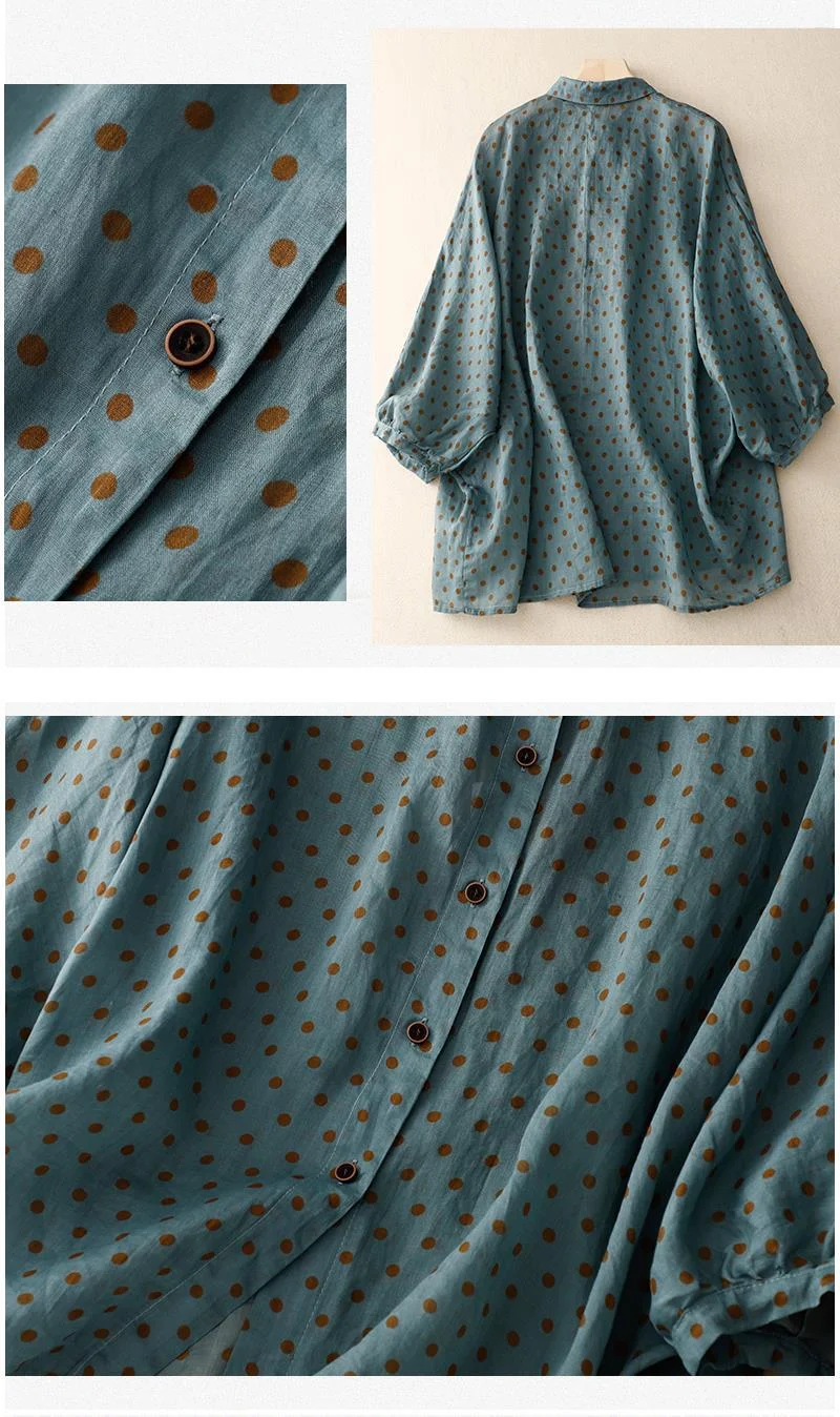 Title 8, National Style Lightweight Linen Shirt with Pol...