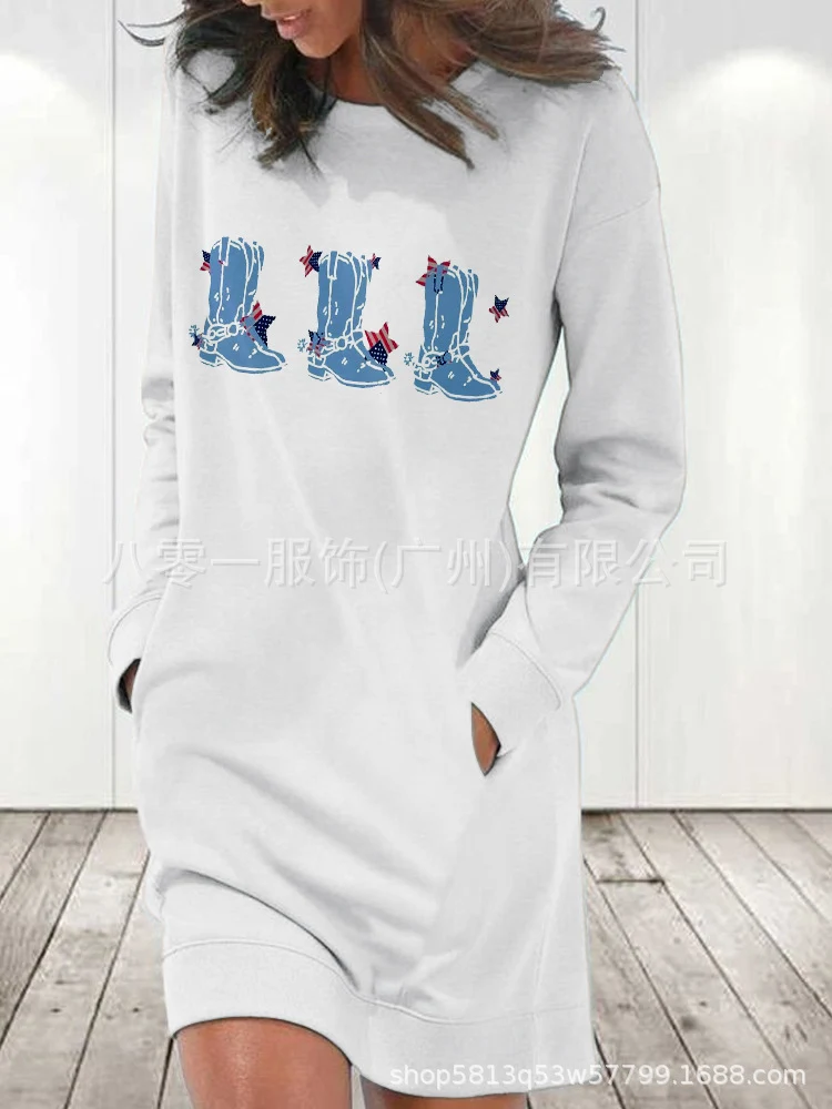 Damen Pullover mit Rundhalsausschnitt und langen Ärmeln mit Print. Bequemer und stilvoller Pullover für Alltag und Freizeit. — foto 5