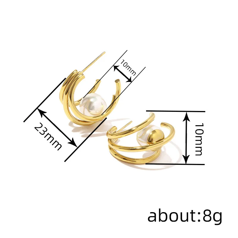 Brincos femininos de moda com pérolas de imitação e design geométrico. Adicione um toque sofisticado e moderno aos seus looks, perfeitos para diversas ocasiões. — foto 1