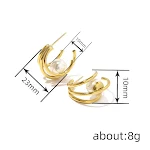 Brincos femininos de moda com pérolas de imitação e design geométrico. Adicione um toque sofisticado e moderno aos seus looks, perfeitos para diversas ocasiões. — foto 1