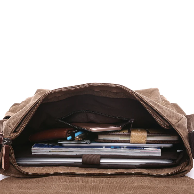 Bolsa transversal de lona masculina, durável e estilosa. Perfeita para o uso diário, oferece praticidade e segurança para seus pertences. Leve tudo com você. — foto 7