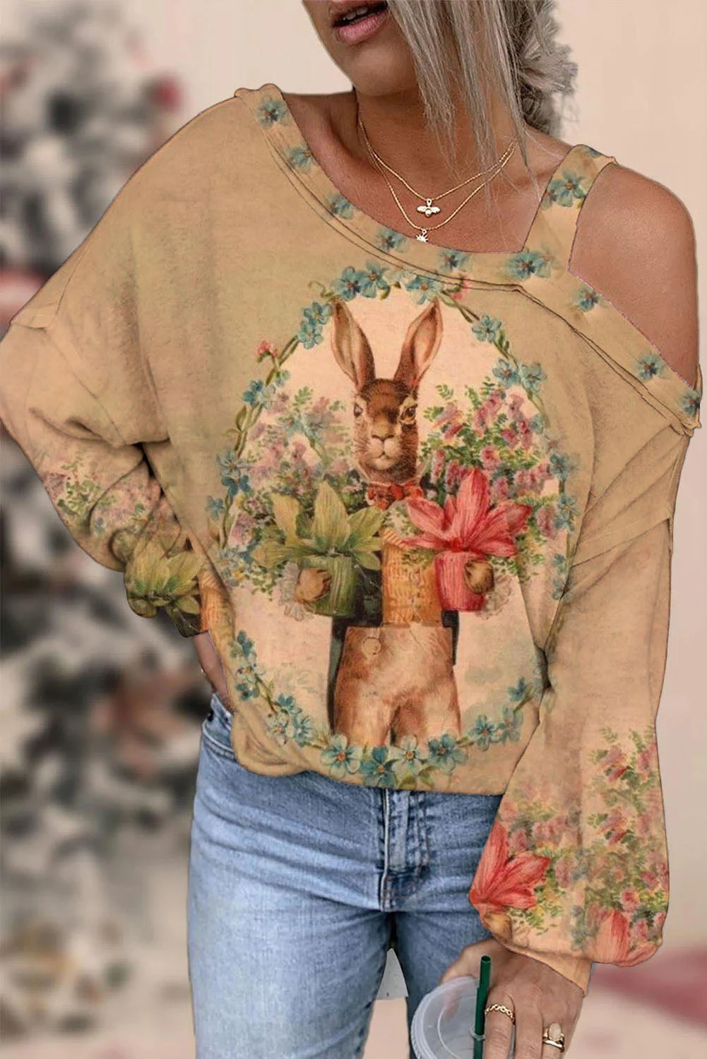 Title 5, Maglione da donna con stampa astratta, scollo d...