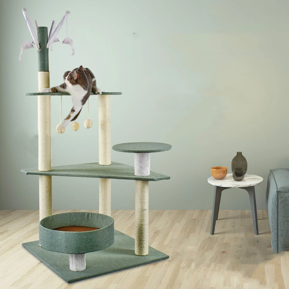 Title 28, Cat climbing frame with integrated litter box a...