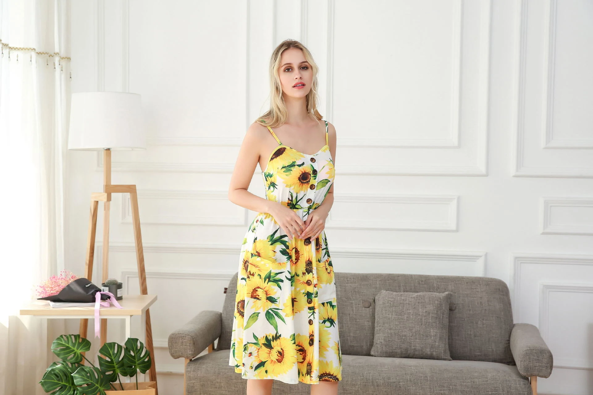 Title 37, Pineapple Printed Sling Backless Dress