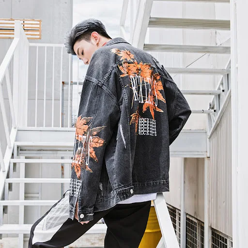 Title 3, Ripped maple leaf print loose jacket offers cas...