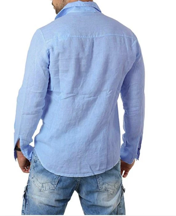 Title 9, Camisa cardigan masculina em algodão e linho de...