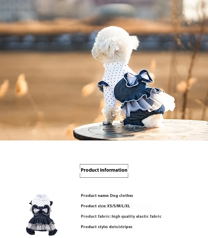 Title 2, Pet Spring and Summer Thin Denim Bow Princess M...