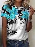Camiseta feminina de algodão 3D com gola redonda e manga curta. Leve, respirável e ideal para o dia a dia. Conforto e estilo em uma só peça. — foto 12