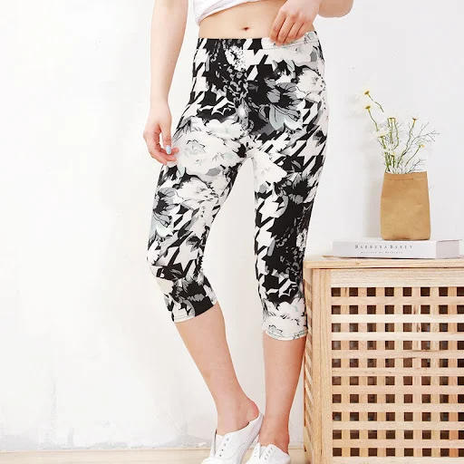 Title 6, Calças Curtas Flores Femininas Leggings Estampa...