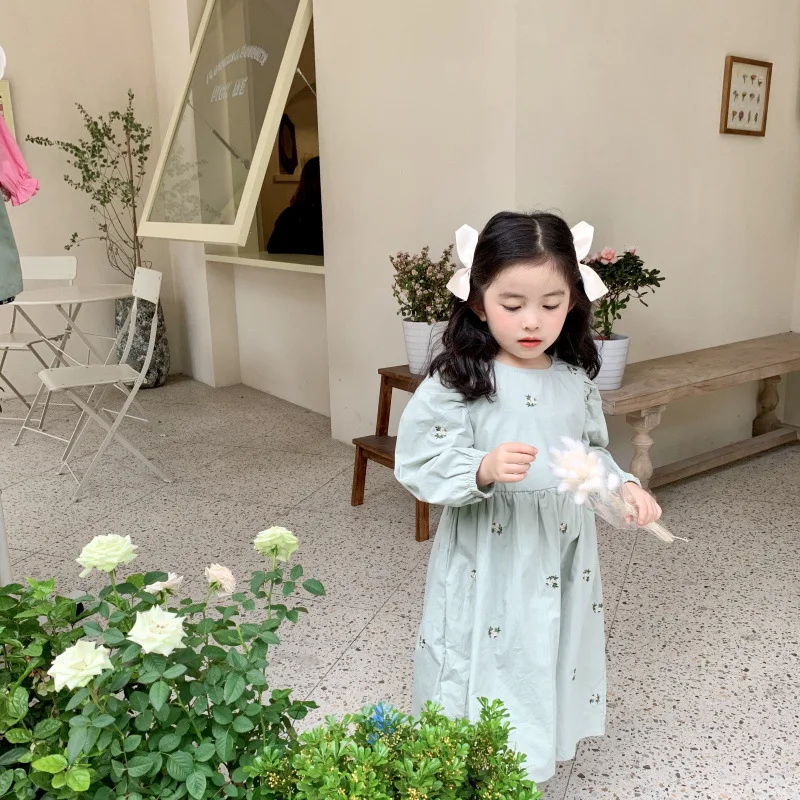 Title 5, Vestido infantil bordado com flores de algodão ...