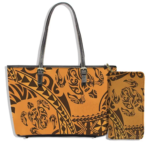 Title 3, Polynesian style turtle print shoulder bag clut...
