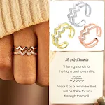 Anel feminino com design de linha de onda de coração, dupla camada com diamantes, simples e versátil, combina com tudo, perfeito para qualquer look. — foto 11