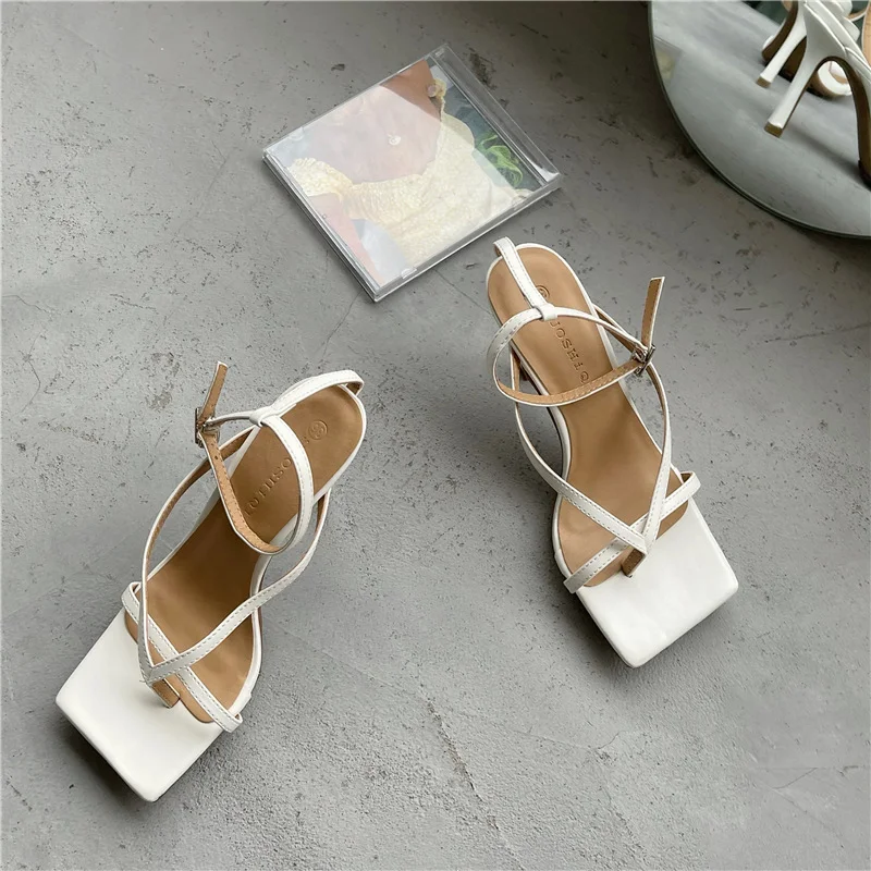 Square Toe Flip-Flop Sandals With Stiletto Heel. Elevate your summer style. Comfortable, chic footwear for any occasion, — photo 5