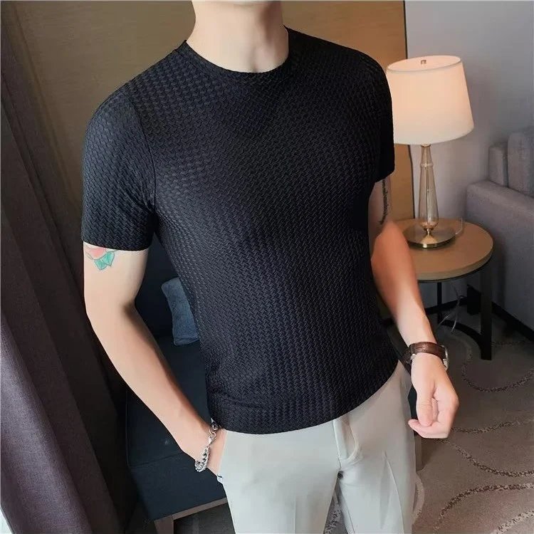 Men's Short-sleeved Shirt Slim Fit Skinny Round Neck Thin T-shirt. A comfortable and stylish option for everyday wear an — photo 10
