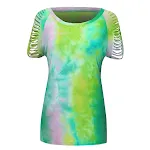 Maglietta donna spalle scoperte a maniche corte, perfetta per l'estate, fresca ed elegante, ideale per un look casual e femminile. — foto 1