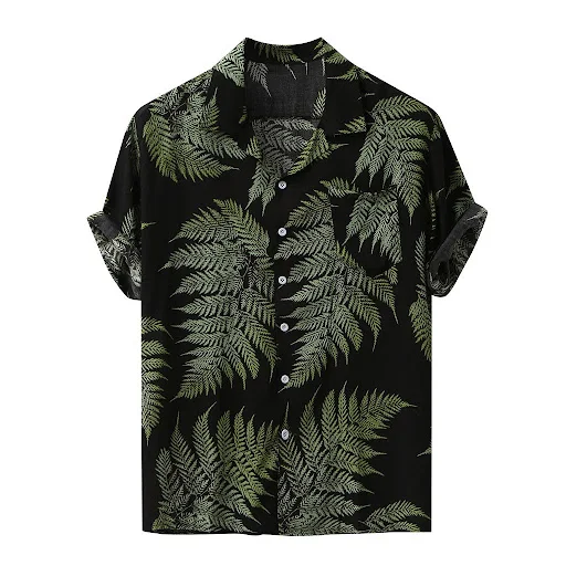 Title 7, Mens Explosive Leaf Casual Shirt Hawaiian Scen...