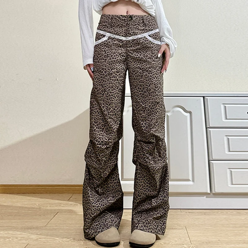 Slim tkani leopard print casual pantalone za žene, udobne i moderne, idealne za svakodnevne prilike i ležerne izlaske. — foto 1