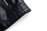 Women's short leather jacket with lapel, motorcycle style, and oblique zipper. A stylish, versatile jacket, perfect for — photo 7