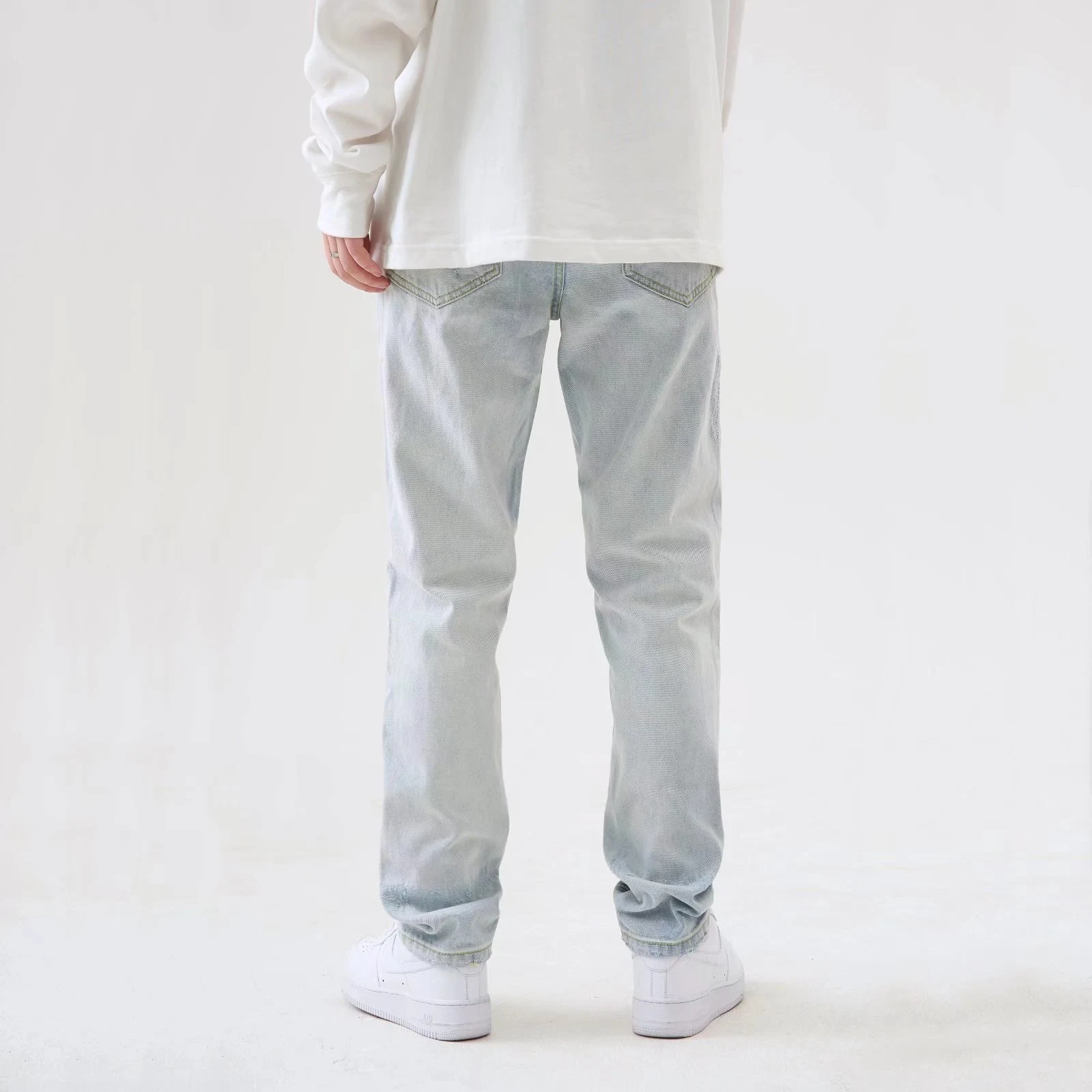 Men's Washed High Street Straight Jeans with Ripped Details. A comfortable and stylish choice for a casual, everyday loo — photo 5