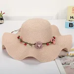 Women's Fashionable Simple Wave Sunshade Garland Big Brim Hat — photo 7