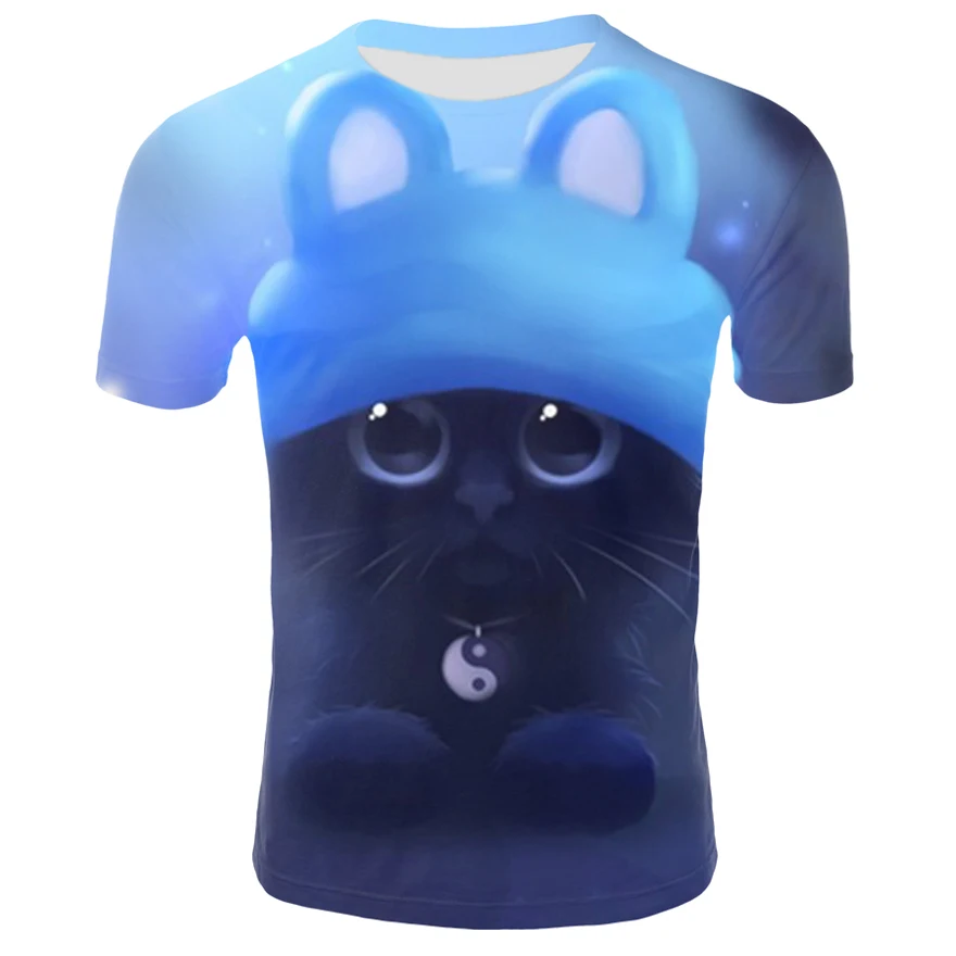 Short-sleeved, Tight-fitting Cat 3D Printed Sports Top. Experience comfort, flexibility, and style during your workouts. — photo 2