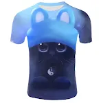 Short-sleeved, Tight-fitting Cat 3D Printed Sports Top. Experience comfort, flexibility, and style during your workouts. — photo 2
