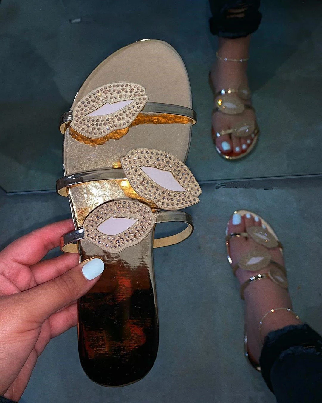 Title 6, Sexy Lips Rhinestone Sandals
