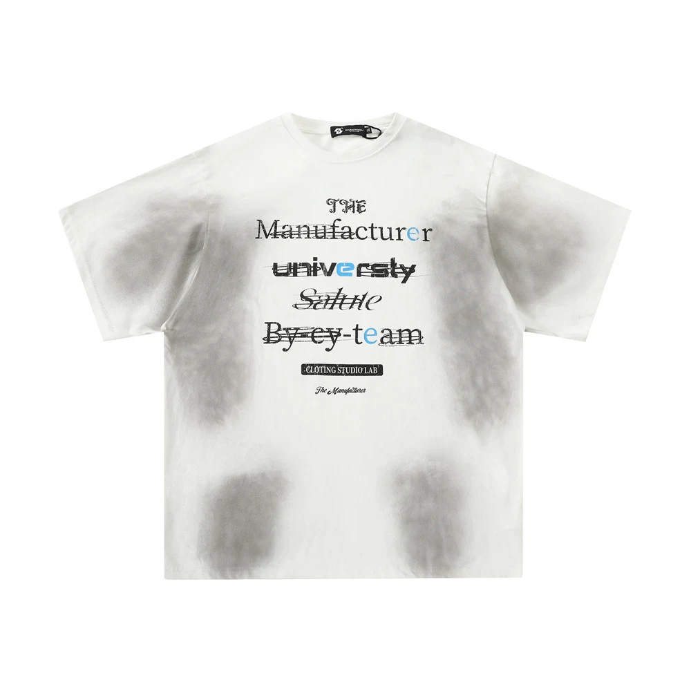 Gradient Tie-dye Letter Print Short-sleeve T-shirt. Stay cool and stylish with this comfortable and trendy top, perfect — photo 1