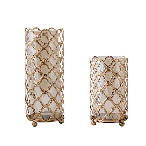 Title 1, Hollow Out Glass Vase with Golden Metal Flower ...