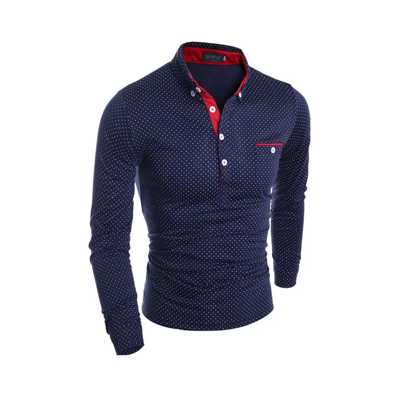 Title 3, Fashion Polka Dot Ouma Mens Casual Long Sleeve...