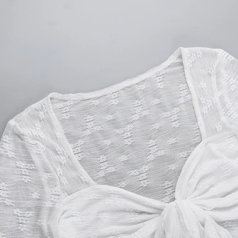Title 15, Womens Lace Long-sleeved See-through Top Elega...