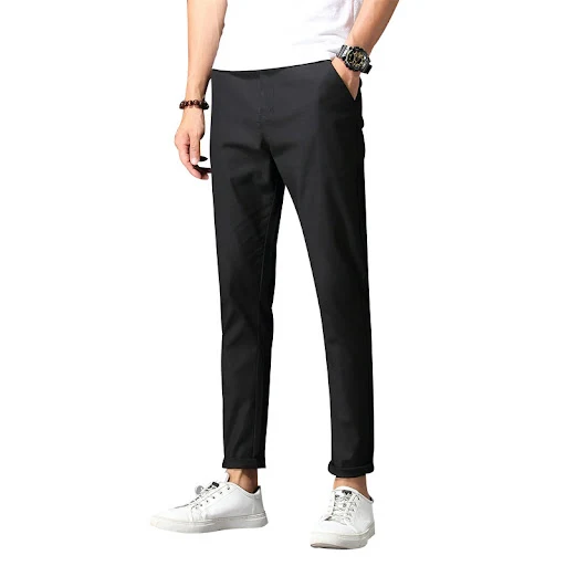 Title 3, Korean style casual pants, straight slim fit fo...