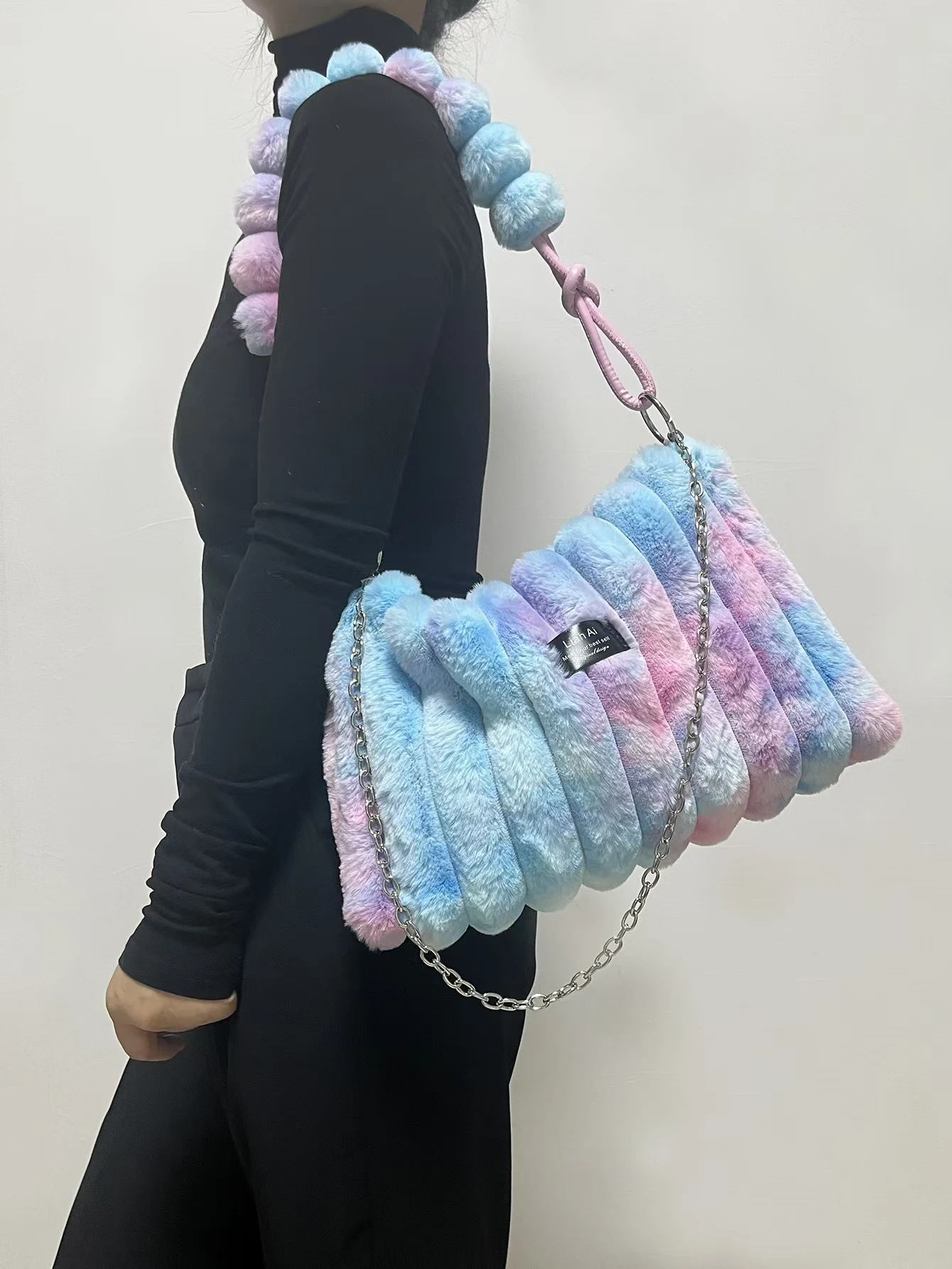 Title 4, Pluche retro crossbody tas met één schouder, de...