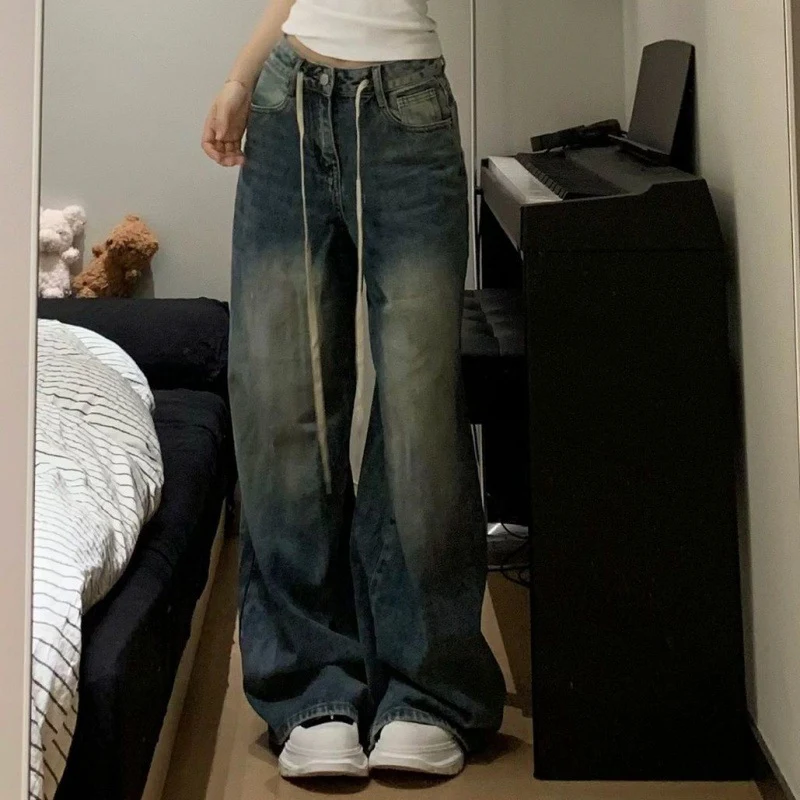 Straight Loose Slimming Wide Leg All-match Retro Washed Jeans, designed for comfort and style. A versatile wardrobe stap — photo 10