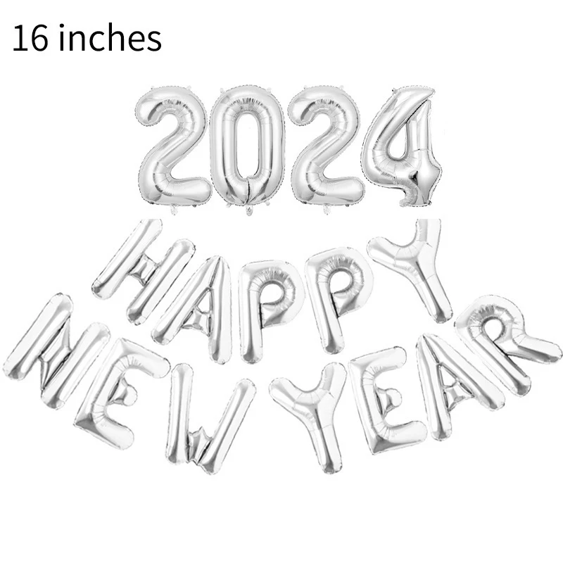Balão de alumínio Feliz Ano Novo 2024 de 16 polegadas Happynewyear, perfeito para decorações e celebrações festivas. — foto 9