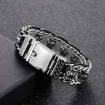 Pulseira Retro Caveira Halloween Aço Inoxidável Acessório Festivo Durável e Elegante Ideal para Celebrar o Halloween com Estilo e Sofisticação — foto 6