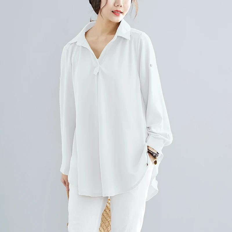Women's Chiffon Shirt Long-sleeved Slim Fit Solid Color, a versatile and elegant top, perfect for work or leisure, offer — photo 3