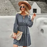 Vestido longo de manga comprida com cintura fina, estilo Amazon, ideal para Europa e América, afina a silhueta. — foto 2